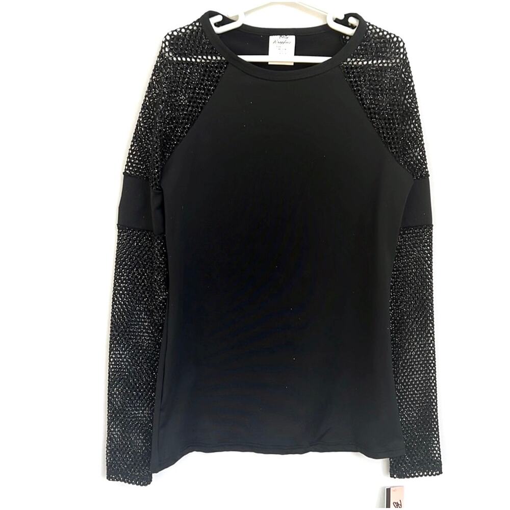 Body Wrappers Dance girl’s glitter metallic sweatshirt long sleeve top